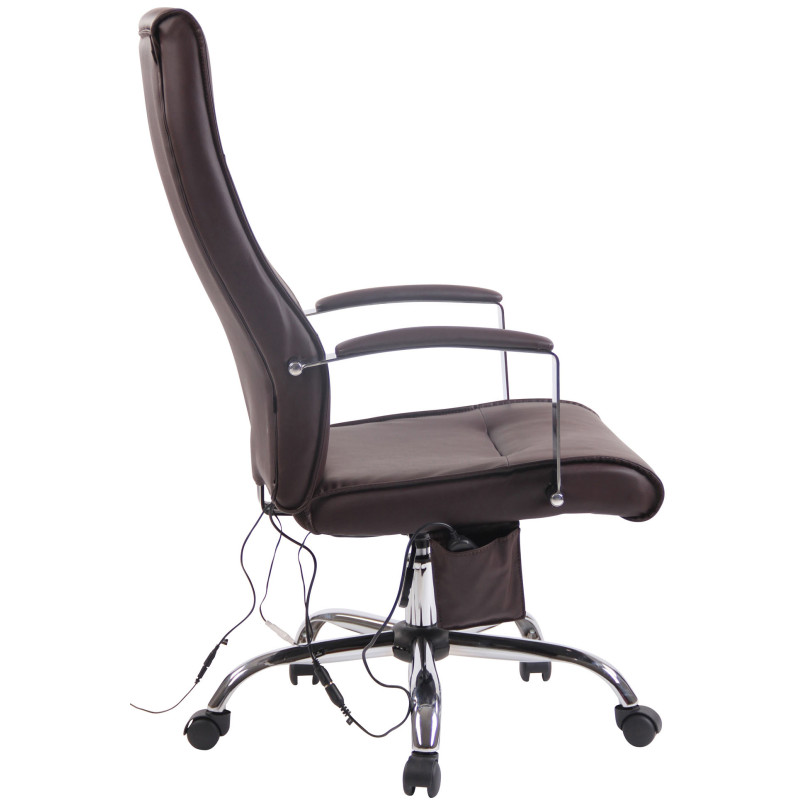Chaise de bureau Portland en cuir artificiel avec fonction de massage brun