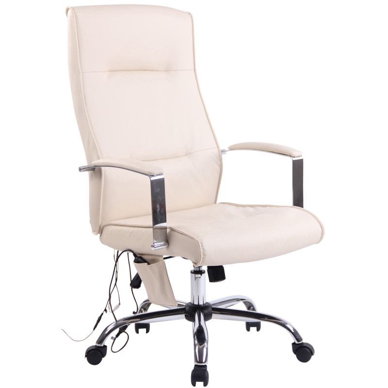 Chaise de bureau Portland en cuir artificiel avec fonction de massage crème