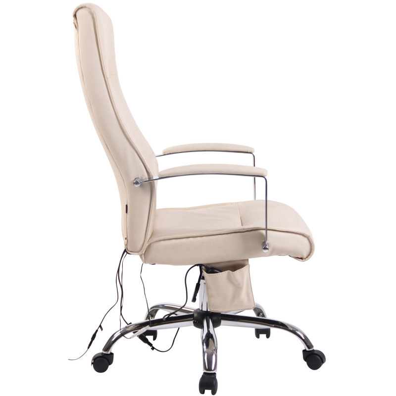 Chaise de bureau Portland en cuir artificiel avec fonction de massage crème