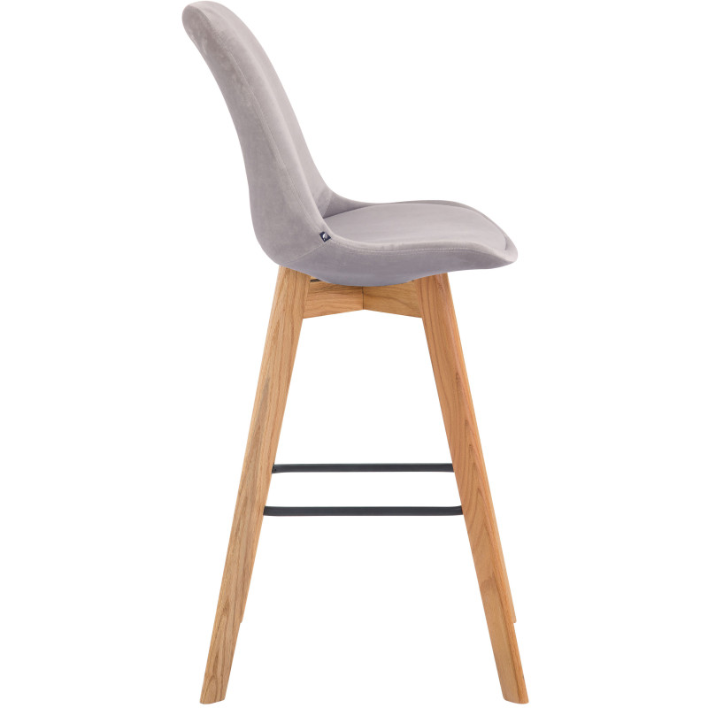 Tabouret de bar Metz en velours, gris naturel