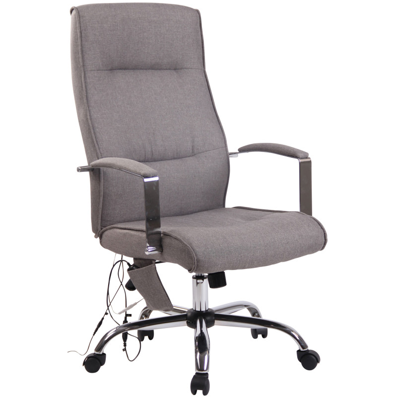 Chaise de bureau en tissu Portland avec fonction massage gris