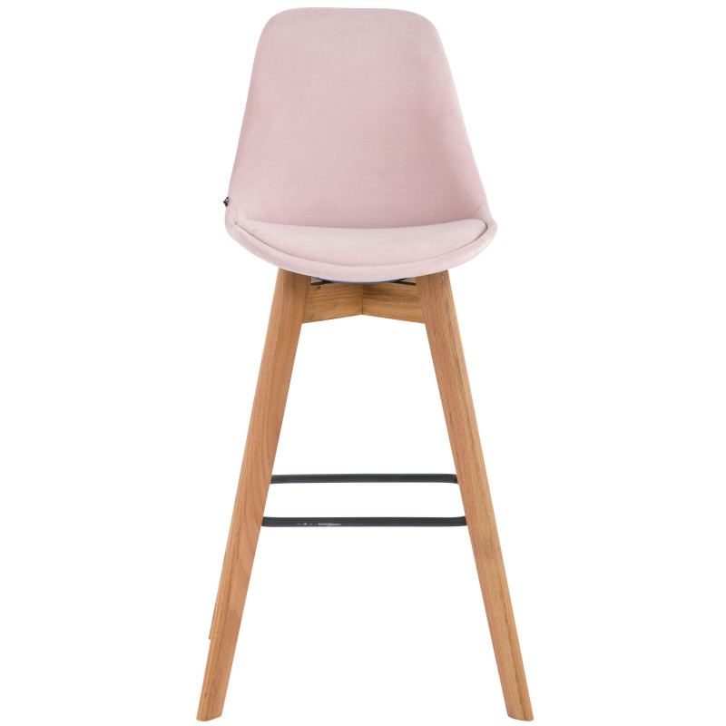 Tabouret de bar Metz en velours rose naturel