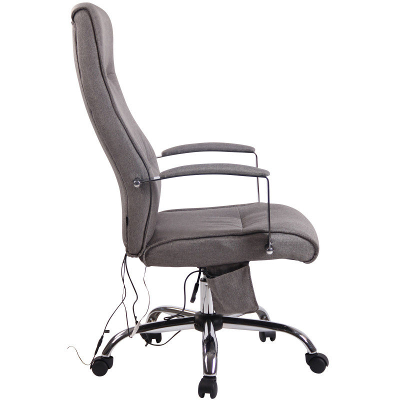 Chaise de bureau en tissu Portland avec fonction massage gris