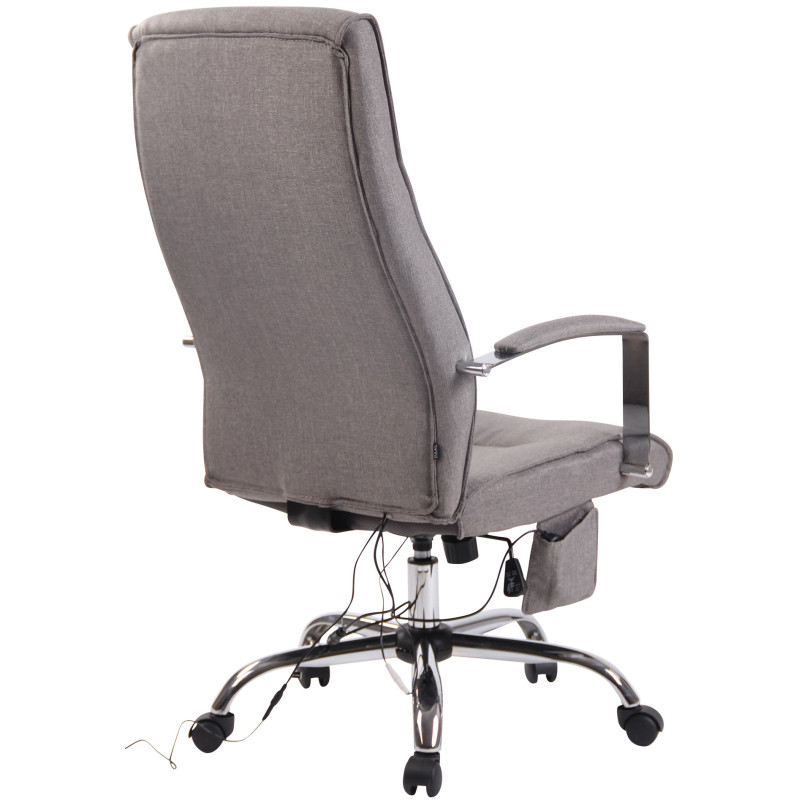 Chaise de bureau en tissu Portland avec fonction massage gris