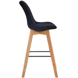 Tabouret de bar Metz en velours noir naturel