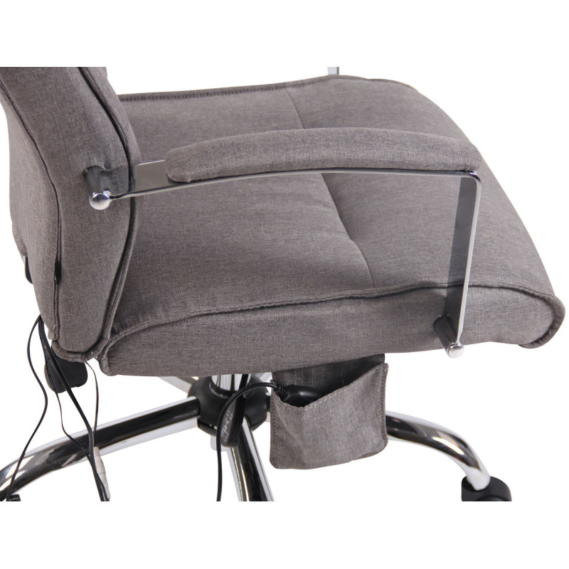 Chaise de bureau en tissu Portland avec fonction massage gris