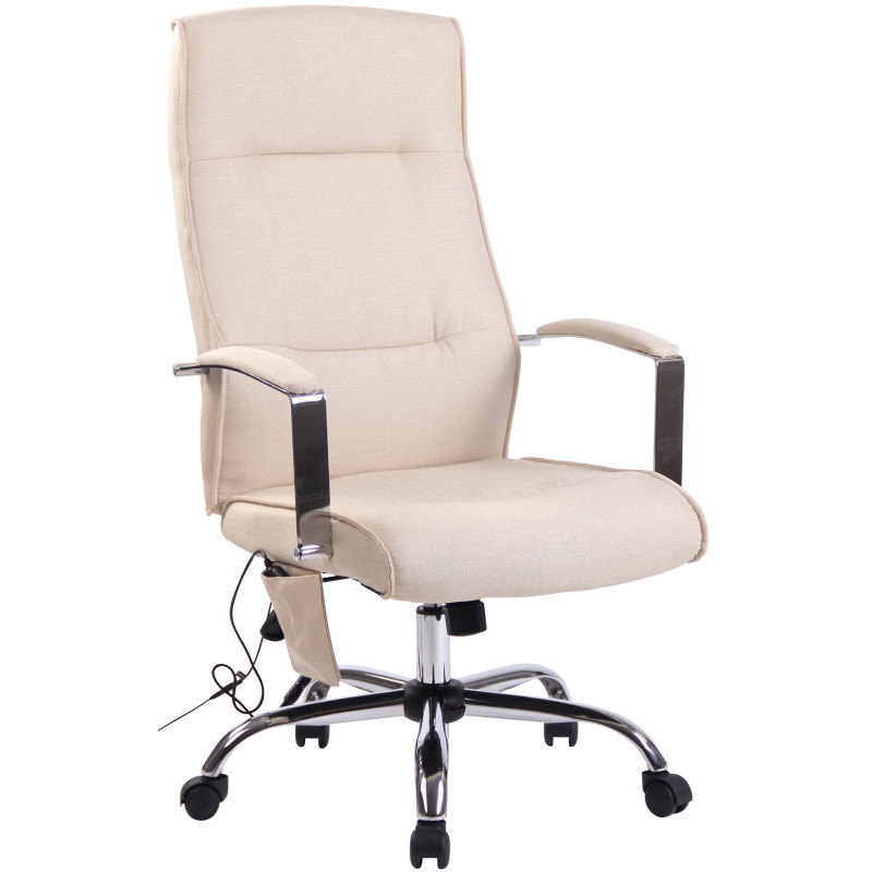 Chaise de bureau en tissu Portland avec fonction massage crème