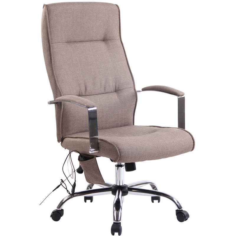 Chaise de bureau en tissu Portland avec fonction massage taupe
