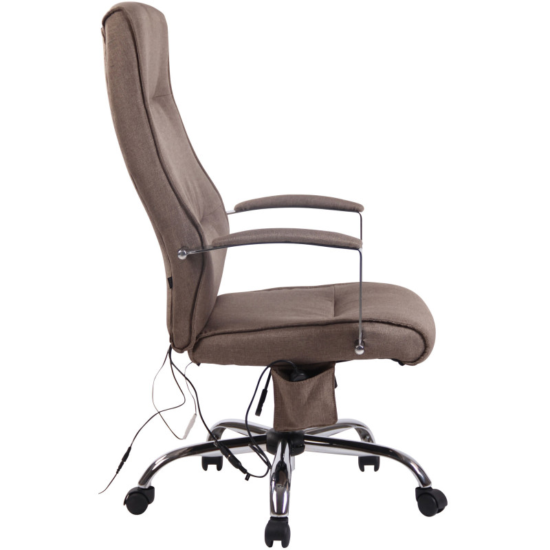 Chaise de bureau en tissu Portland avec fonction massage taupe