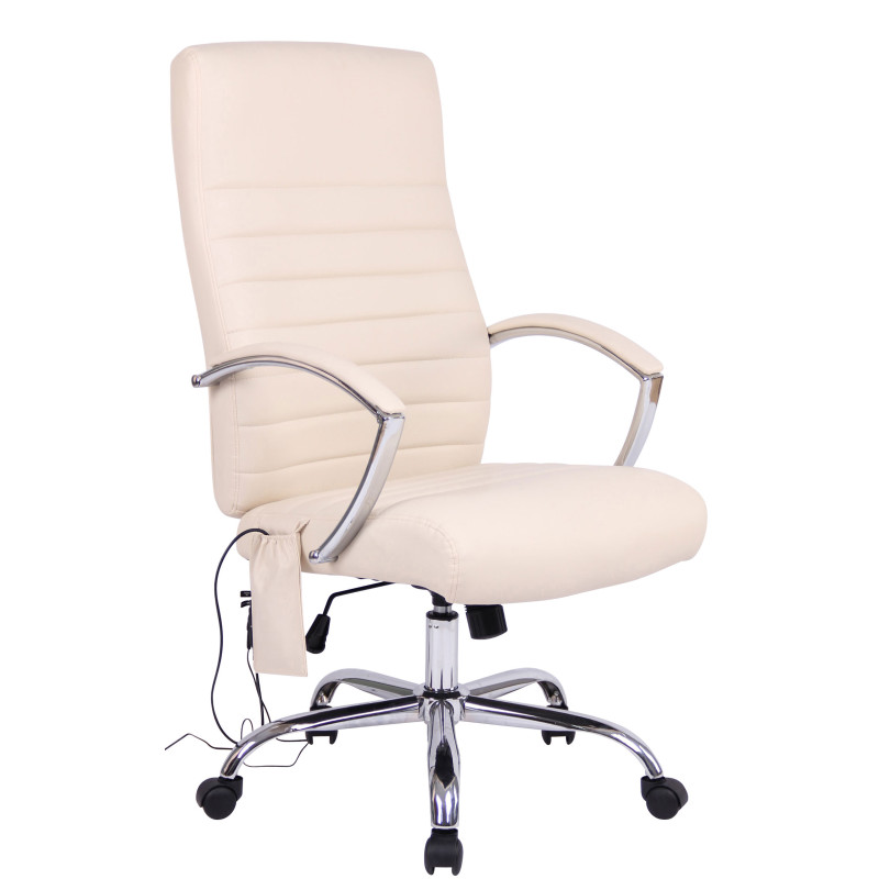 Chaise de bureau Valais en cuir artificiel avec fonction massage crème