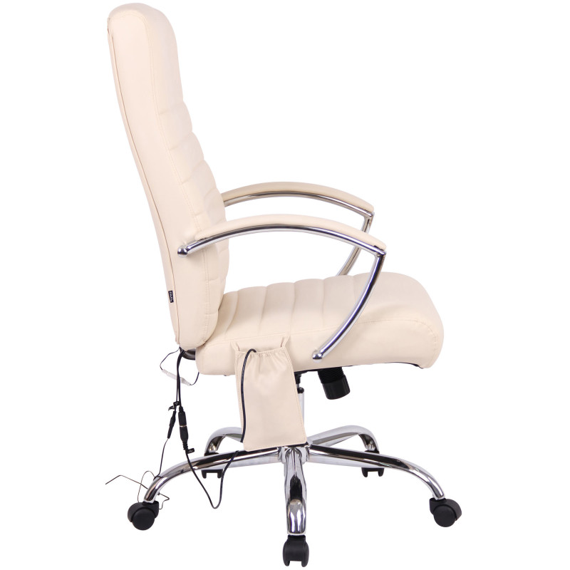 Chaise de bureau Valais en cuir artificiel avec fonction massage crème