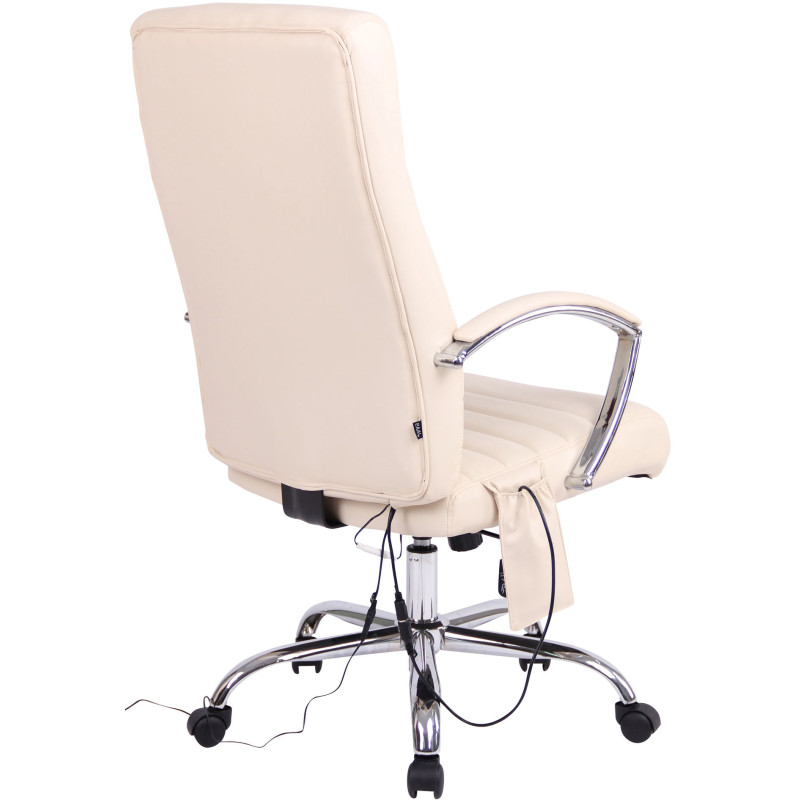 Chaise de bureau Valais en cuir artificiel avec fonction massage crème
