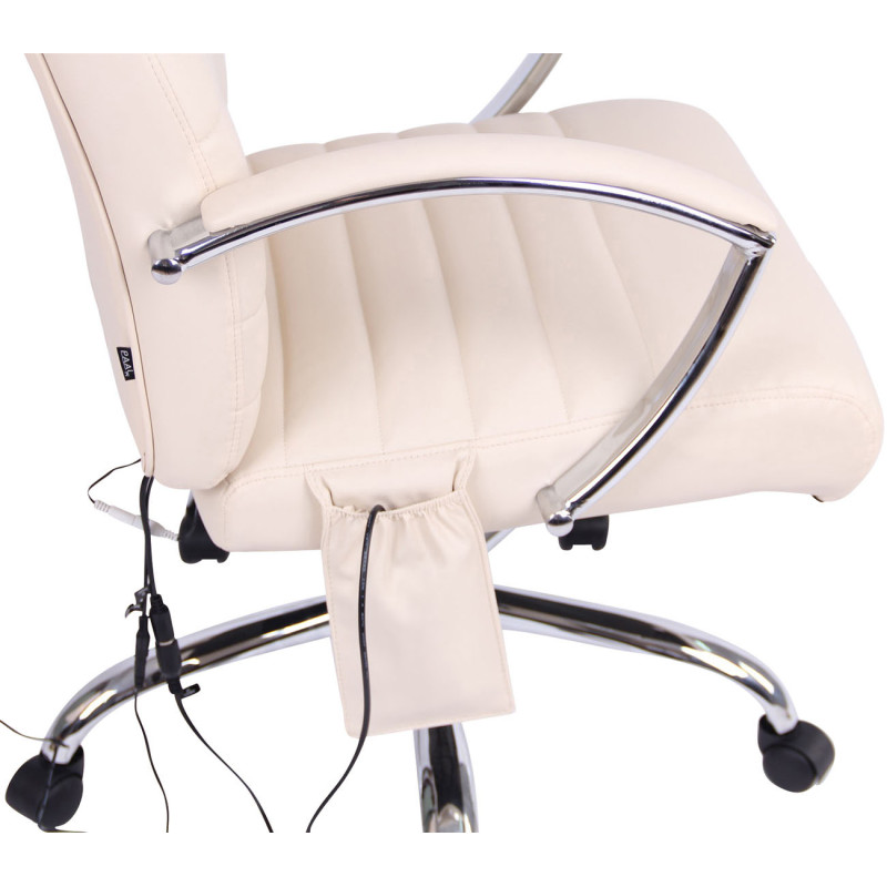 Chaise de bureau Valais en cuir artificiel avec fonction massage crème