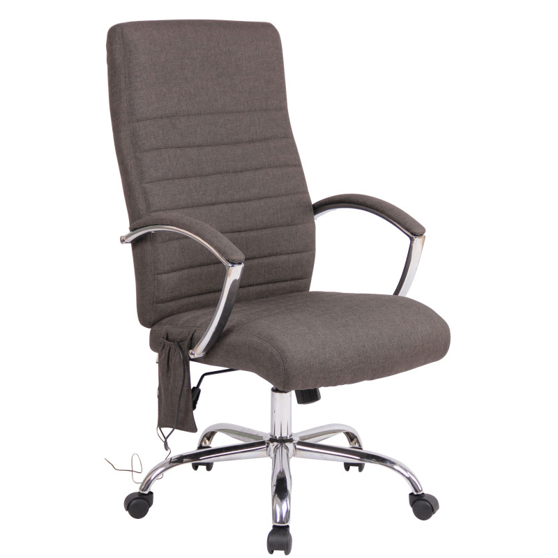 Chaise de bureau en tissu Valais avec fonction massage gris foncé