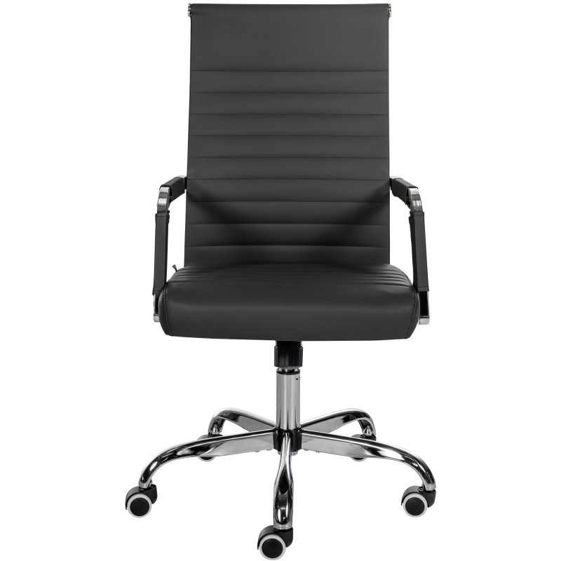 Chaise de bureau Amadora en cuir artificiel noir