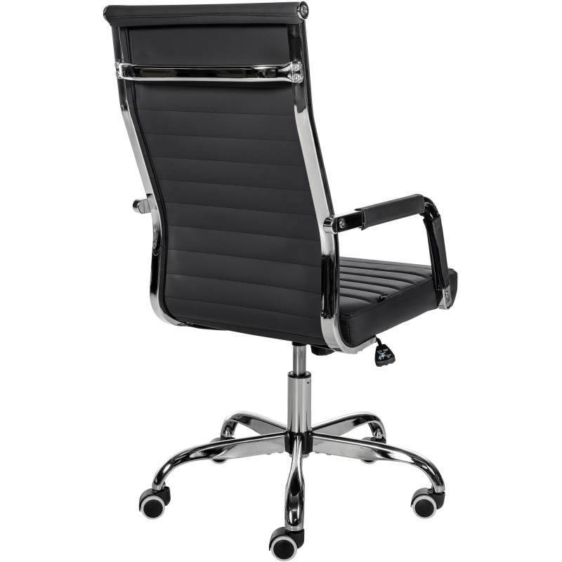 Chaise de bureau Amadora en cuir artificiel noir