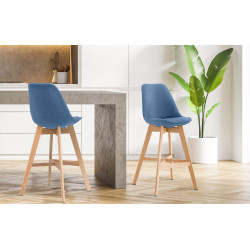 Sgabello da bar Cannes, tessuto blu Natura