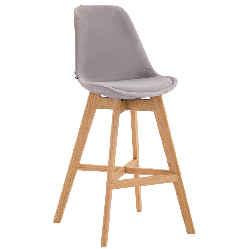 Tabouret de bar Cannes en velours, gris naturel