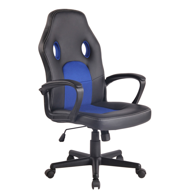 Chaise de bureau Elbing noir/bleu