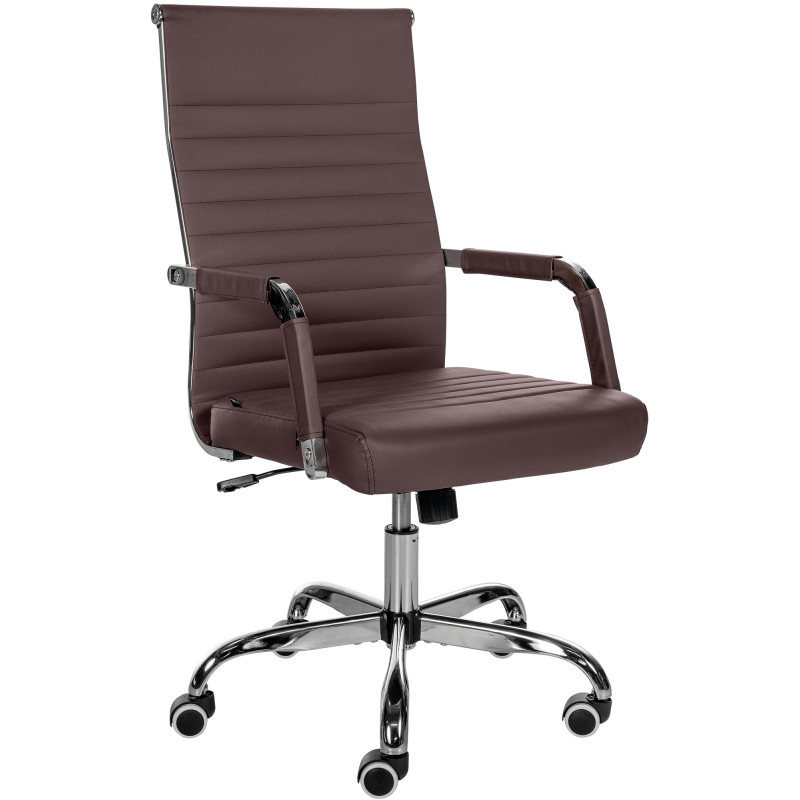 Chaise de bureau Amadora en cuir artificiel brun