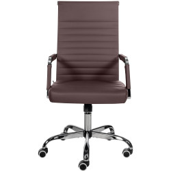 Chaise de bureau Amadora en cuir artificiel brun