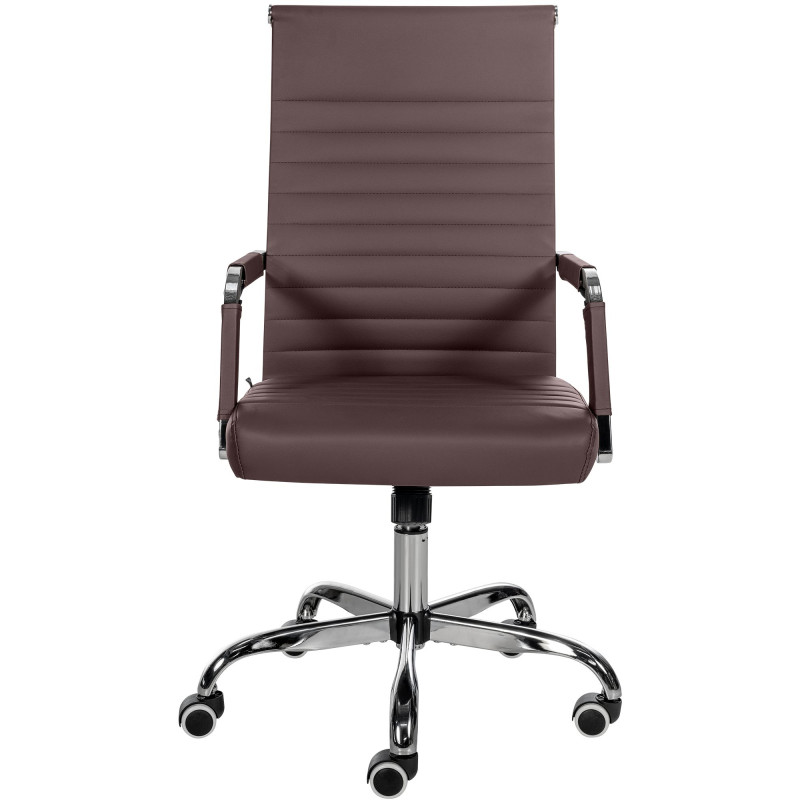 Chaise de bureau Amadora en cuir artificiel brun