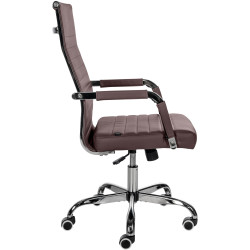 Chaise de bureau Amadora en cuir artificiel brun