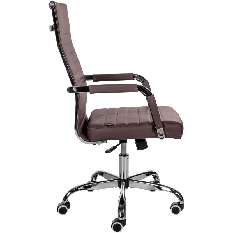Chaise de bureau Amadora en cuir artificiel brun