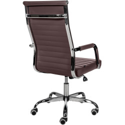 Chaise de bureau Amadora en cuir artificiel brun