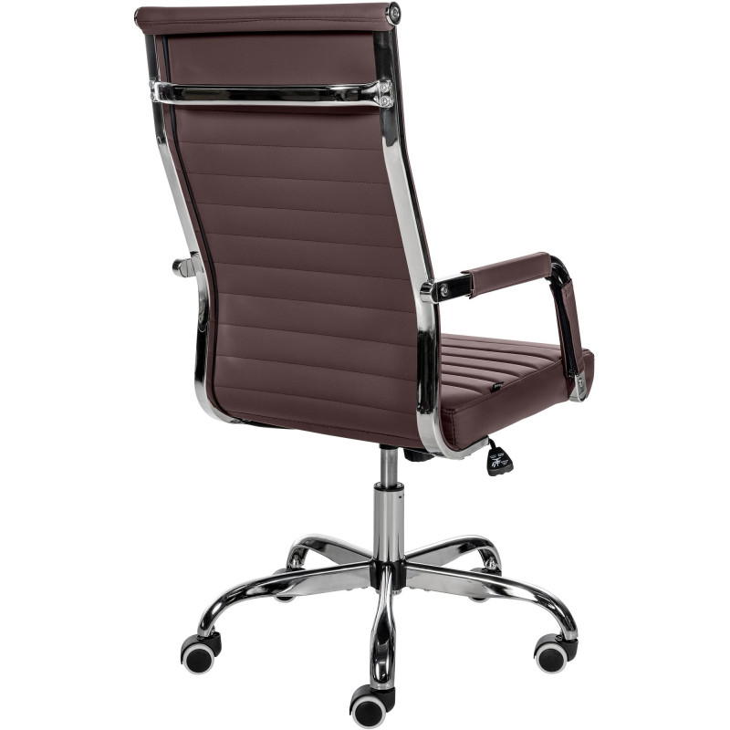 Chaise de bureau Amadora en cuir artificiel brun