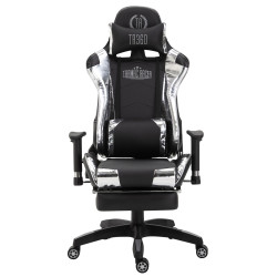 Chaise de bureau de course Turbo avec repose-pieds brillant noir/blanc