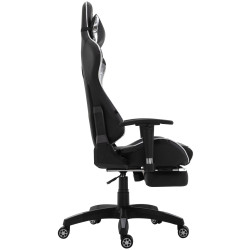 Chaise de bureau de course Turbo avec repose-pieds brillant noir/blanc