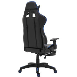 Chaise de bureau de course Turbo avec repose-pieds brillant noir/bleu