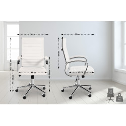 Chaise de bureau Mollis en cuir véritable blanc