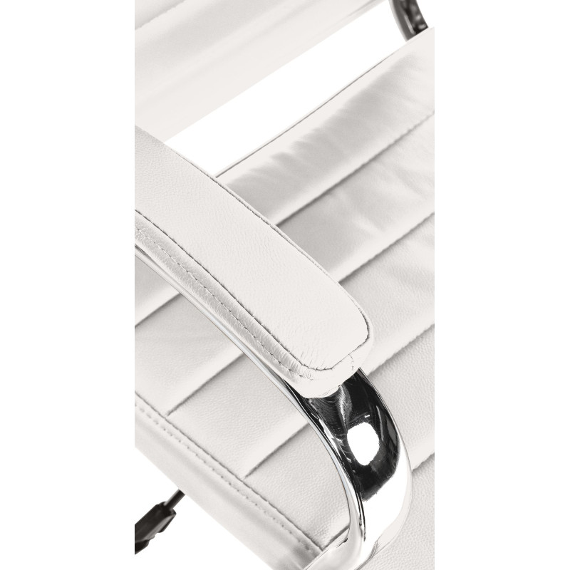Chaise de bureau Mollis en cuir véritable blanc