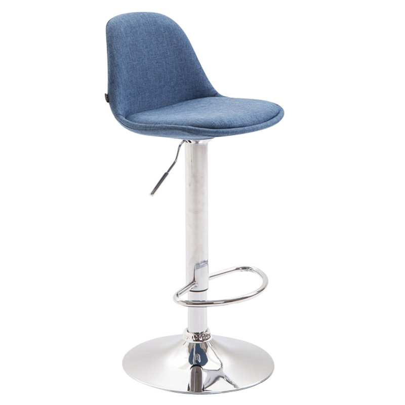 Tabouret de bar Kiel en tissu bleu