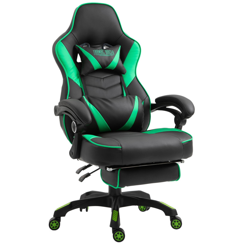 Chaise de bureau Tilos en cuir artificiel noir/vert