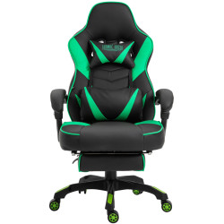 Chaise de bureau Tilos en cuir artificiel noir/vert