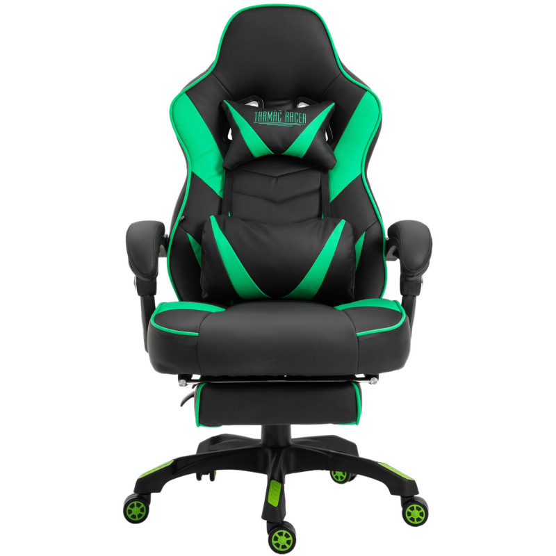 Chaise de bureau Tilos en cuir artificiel noir/vert