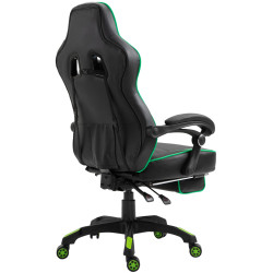 Chaise de bureau Tilos en cuir artificiel noir/vert
