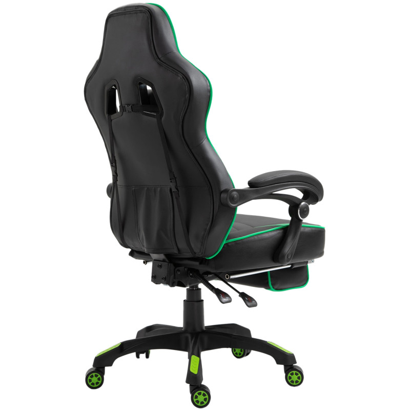 Chaise de bureau Tilos en cuir artificiel noir/vert
