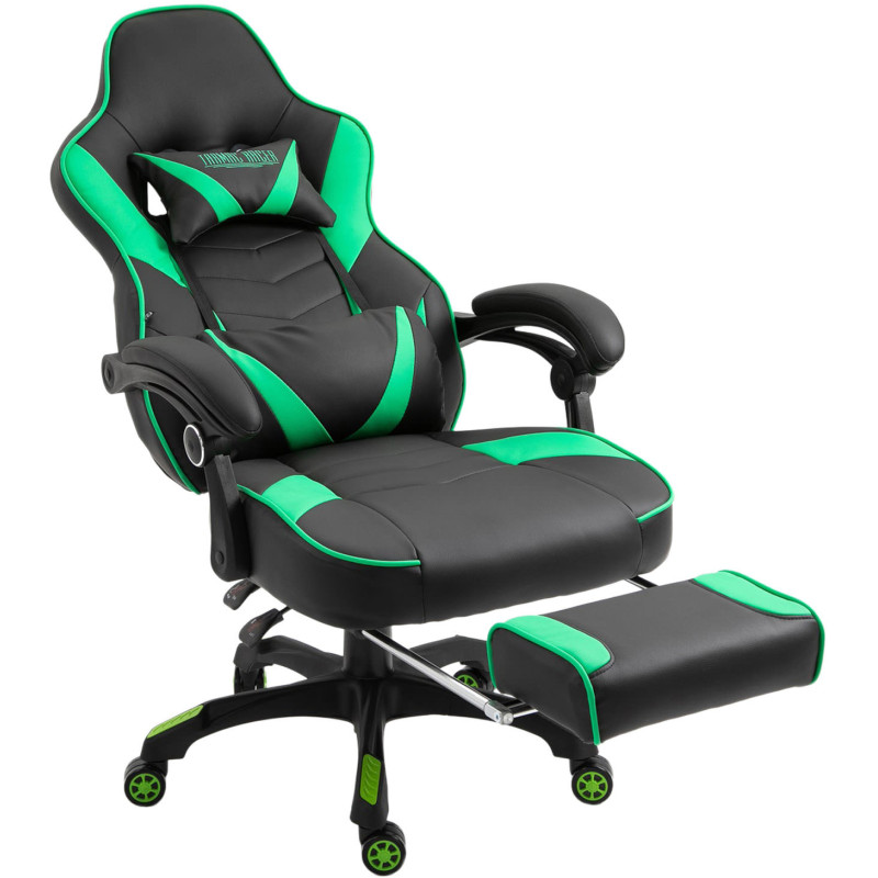 Chaise de bureau Tilos en cuir artificiel noir/vert