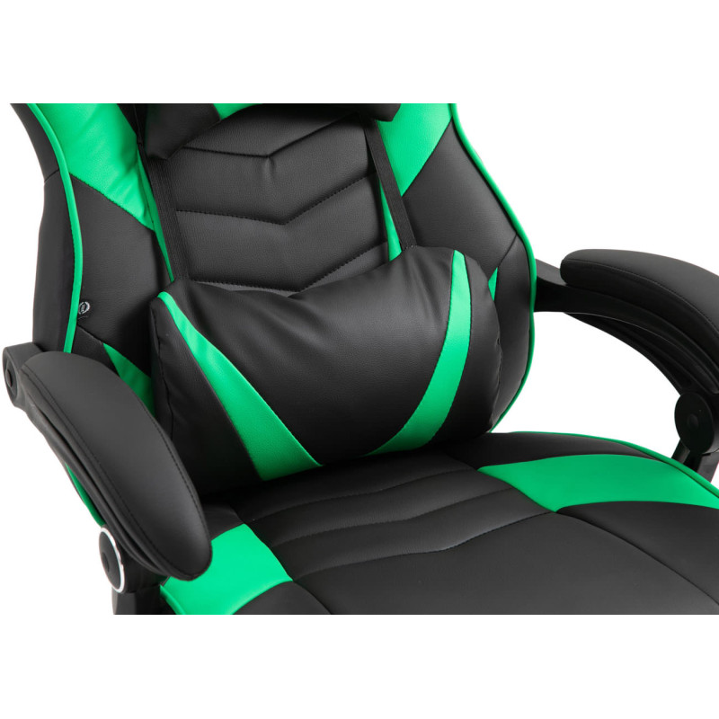 Chaise de bureau Tilos en cuir artificiel noir/vert