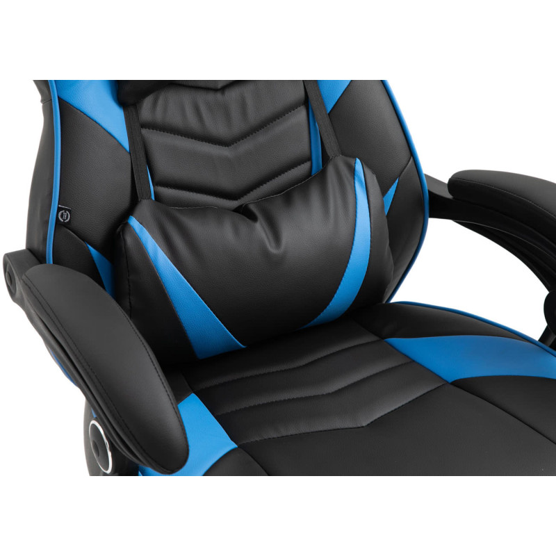 Chaise de bureau Tilos en cuir artificiel noir/bleu