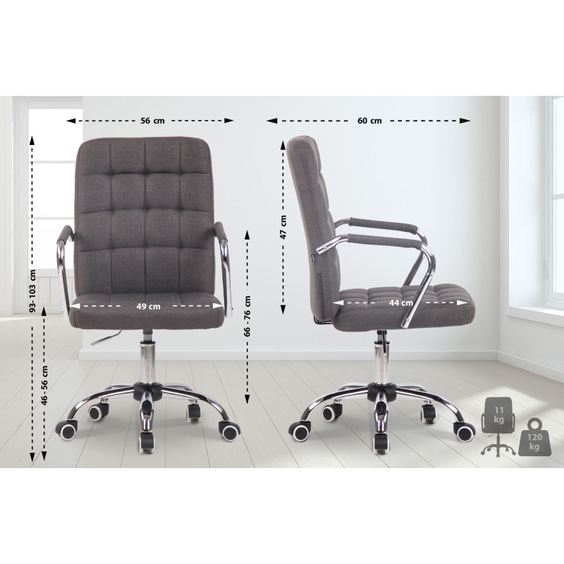 Chaise de bureau en tissu Terni gris foncé