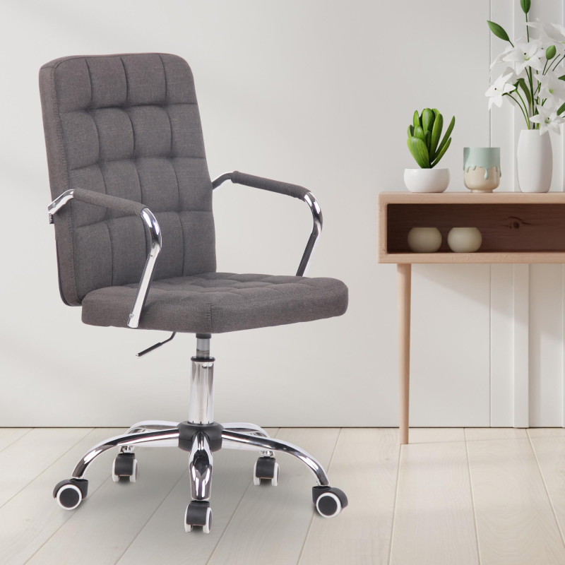 Chaise de bureau en tissu Terni gris foncé