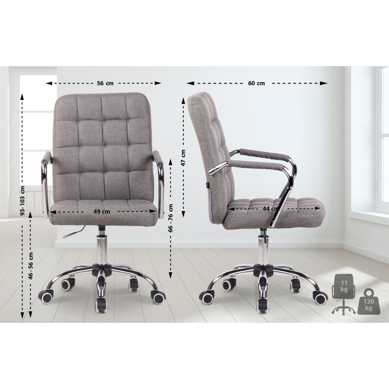 Chaise de bureau en tissu Terni gris