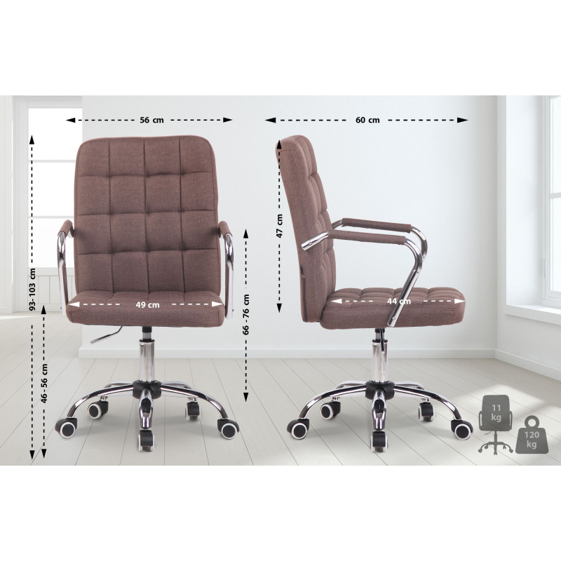 Chaise de bureau en tissu Terni brun