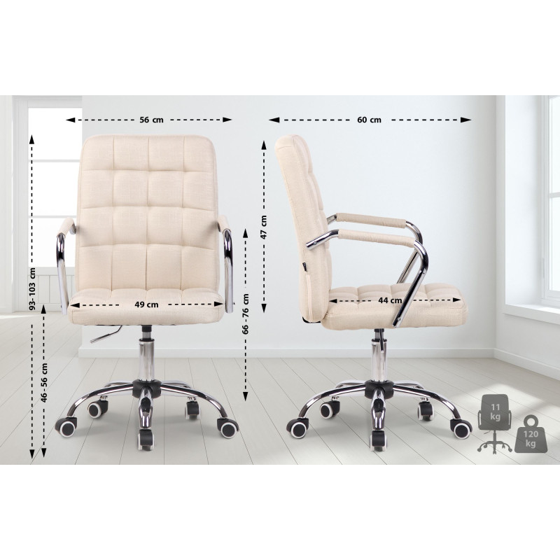 Chaise de bureau en tissu Terni crème