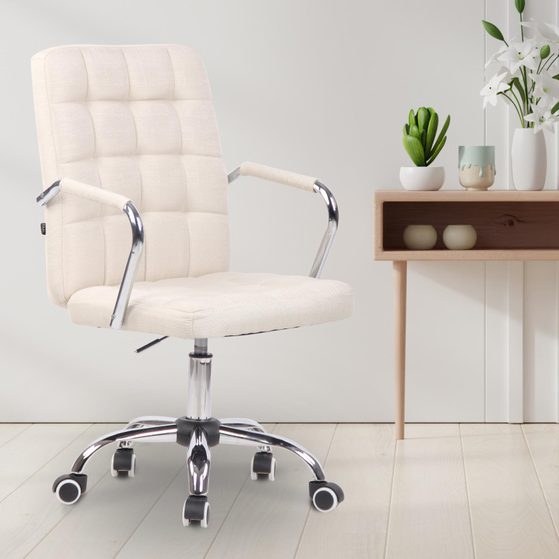 Chaise de bureau en tissu Terni crème